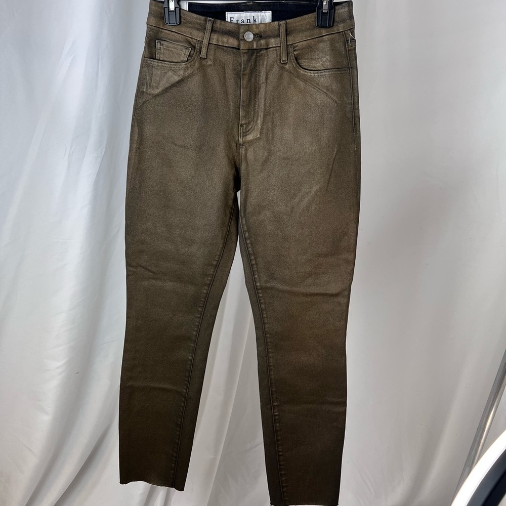 Frank & Eileen ‘Sligo’ Metallic Green Skinny Jeans